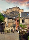 Beautiful view of Edinburgh Castle from Vennel in Edinburgh,Scotland Royalty Free Stock Photo