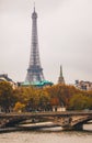 Beautiful view of Eiffel tower in Paris, France. Famous touristic places in Europe. European city travel concept Royalty Free Stock Photo