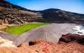 Beautiful view on El Golfo lake in Lanzarote, Canary Islands, Spain