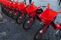 Beautiful view of Electric rent bicycle in Piazza del Popolo Rome Italy