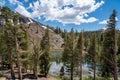 Beautiful view of Ellery Lake along Tioga Pass in California on a summer day Royalty Free Stock Photo