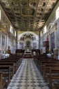 Beautiful view of empty church pews in a Viterbo Cathedral, Lazio, Italia