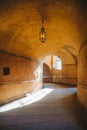 Empty hallway at famous Cesky Krumlov at sunrise, Bohemia, Czech Republic Royalty Free Stock Photo