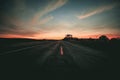 Beautiful view of an empty road under the sunset sky Royalty Free Stock Photo