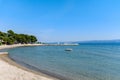 Beautiful view of an empty sandy beach on the coast of the Adriatic sea in Duce, Croatia