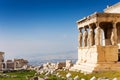 Beautiful view of Erechtheion in Athens, Greece Royalty Free Stock Photo