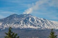 A beautiful view of the eruption of volcano Etna with smoke and snow is in the photo in winter in Sicily Royalty Free Stock Photo