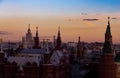 Beautiful view in the evening with Red Square as Moscow Kremlin and St Basil`s Cathedral Royalty Free Stock Photo