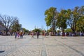 Beautiful view of the exterior of the Blue Mosque in Istanbul from Sultanahmet Park Royalty Free Stock Photo