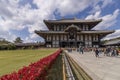 Beautiful view of the exterior of the main hall of the Todai-ji Temple of Nara, Japan