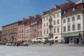 Beautiful view of the facade of the historical buildings in the old market square in Warsaw