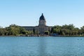 Beautiful view of the facade of Saskatchewan legislative building in Regina, Canada