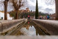 Beautiful view of the famous Alhambra Palace from Mirador Placeta de Carvajales, Granada, Spain