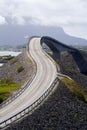 Beautiful view of famous bridge Storseisundbrua, part of the scenic Atlantic Ocean Road in Norway Royalty Free Stock Photo