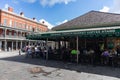 Cafe Du Monde next to Jackson Square in the Morning in the French Quarter of New Orleans Royalty Free Stock Photo