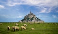 Beautiful view of famous historic Le Mont Saint-Michel tidal island Royalty Free Stock Photo