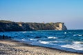 Beautiful view of famous Kap Arkona lighthouse in summer, island of Ruegen, Baltic Sea, Germany Royalty Free Stock Photo