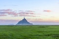 Beautiful view of famous Le Mont Saint Michel abbey on the island, Normandy, Northern France, Europe Royalty Free Stock Photo