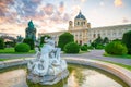 Beautiful view of famous Naturhistorisches Museum Natural History Museum at sunset in Vienna