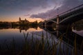 Beautiful view of the famous Salamanca bridge at sunset in Spain Royalty Free Stock Photo