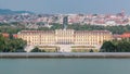 Beautiful view of famous Schonbrunn Palace timelapse with Great Parterre garden in Vienna, Austria Royalty Free Stock Photo