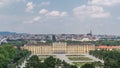 Beautiful view of famous Schonbrunn Palace timelapse hyperlapse with Great Parterre garden in Vienna, Austria Royalty Free Stock Photo