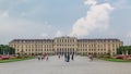 Beautiful view of famous Schonbrunn Palace timelapse hyperlapse with Great Parterre garden in Vienna, Austria Royalty Free Stock Photo