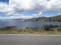 Beautiful view of the famous tourist Lake Titicaca in Bolivia.