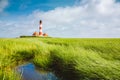 Westerheversand lighthouse, North Sea, Schleswig-Holstein, Germany Royalty Free Stock Photo