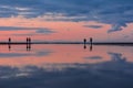 Beautiful view of fishermen reflection between river and sea, men reflection in the river, traditional fishing and mullet fisherme Royalty Free Stock Photo