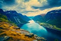 Beautiful view of the fjord in Norway. Nature and travel background