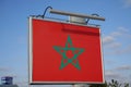 Beautiful view of the Flag of morocco on a billboard