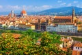 Beautiful view on Florence on bright summer day. Cathedral of Santa Maria del Fiore in Italy. Duomo of Florence Royalty Free Stock Photo