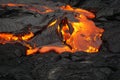 Lava field with new lava in hawaii Royalty Free Stock Photo