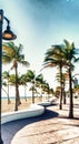 Beautiful view of Fort Lauderdale Beach Boulevard, Florida - USA