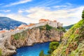 Beautiful view of the fortress wall and the gulf of the historic city of Dubrovnik, Croatia Royalty Free Stock Photo