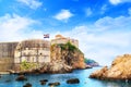 Beautiful view of the fortress wall and the gulf of the historic city of Dubrovnik, Croatia Royalty Free Stock Photo