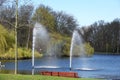 Beautiful view of fountain in famous Dutch park Zuiderpark