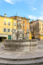 Beautiful view of Fountain of Neptune Fontana del Nettuno at Piazza della Vittoria