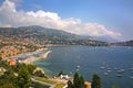 Beautiful view of the French riverira town of Villefranche sur Mer, on the coastline of the Mediterranean sea, France. Royalty Free Stock Photo