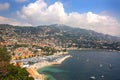 Beautiful view of the French riverira town of Villefranche sur Mer, on the coastline of the mediterranean sea, France. Royalty Free Stock Photo