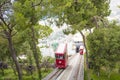 Beautiful view of the funicular at the resort town of Jounieh from Mount Harisa