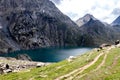 Beautiful view of the Gadsar Lake under a cloudy sky on Sonamarg Hill in Kashmir, India Royalty Free Stock Photo