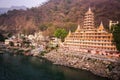 Beautiful view of Ganga river embankment, Tera Manzil Temple, Trimbakeshwar in Rishikesh, India Royalty Free Stock Photo