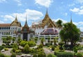 Beautiful view of the garden before Grand Royal Palace. Bangkok, Thailand. Phra Thinang Chakri Maha Prasat. Royalty Free Stock Photo