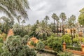 Beautiful view of the gardens of the alcazar in Seville Spain