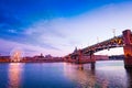 Garonne riverside with ferris wheel at sunset