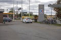 Beautiful view of gas station exterior with both gasoline and electric charging possibilities. Sweden.