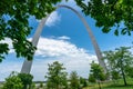 Beautiful view of the Gateway Arch in St. Louis against a cloudy sky in the USA Royalty Free Stock Photo