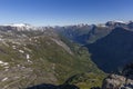 Beautiful view of Geiranger valley from Dalsnibba mountain Royalty Free Stock Photo
